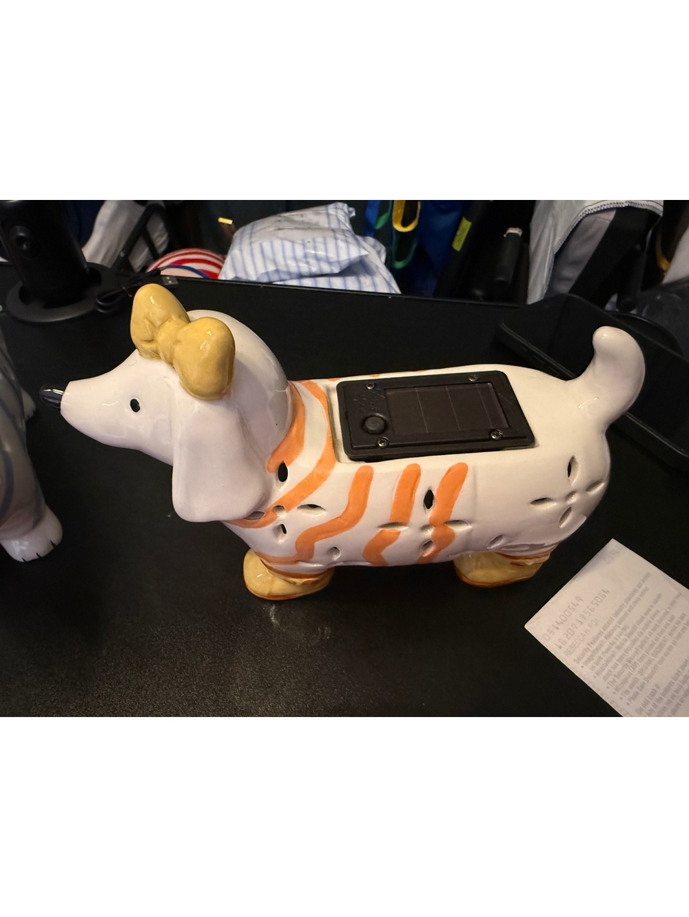 White and Gold Dachshund Dog Lamp Figure